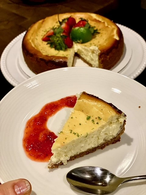 Key Lime with Strawberry Glaze Cheesecake